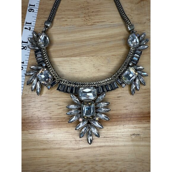 Loft Silver-Tone Crystal Statement Necklace With Rhinestone Accents - Picture 8 of 15